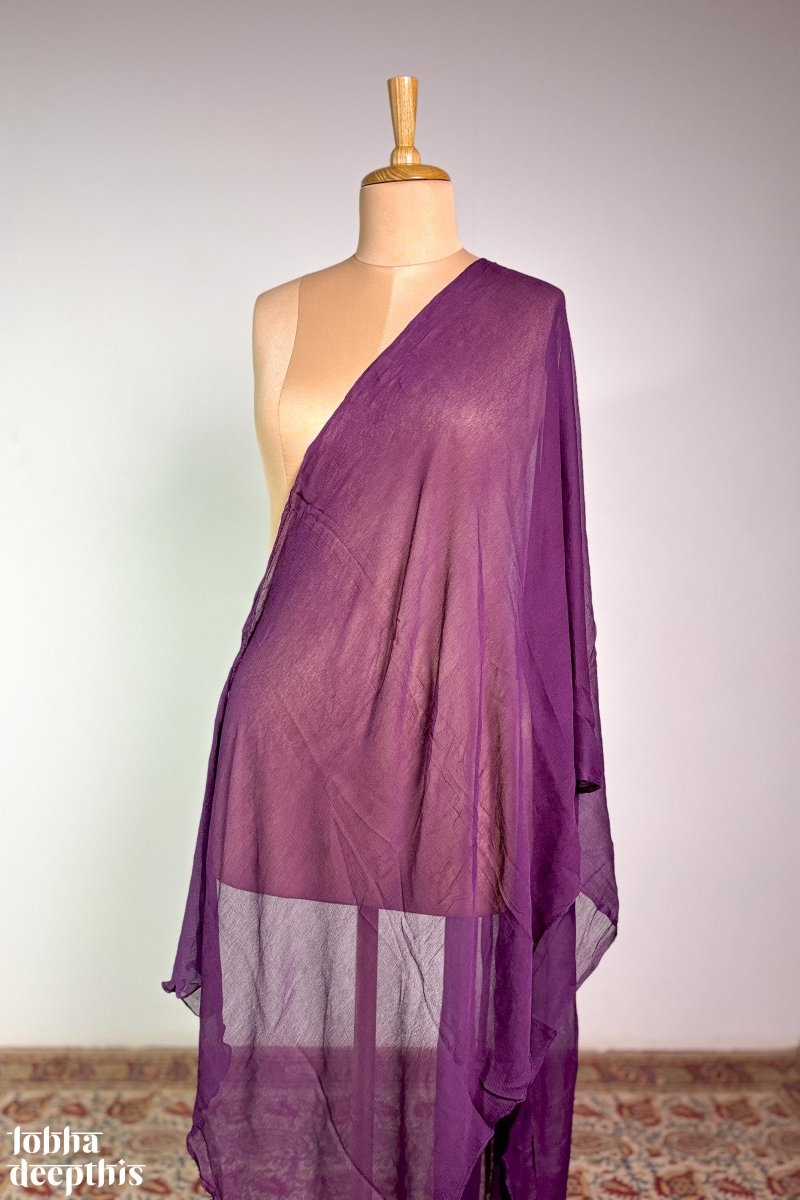 Dark Lavender Chiffon Plain Dupatta - Lobha Deepthis