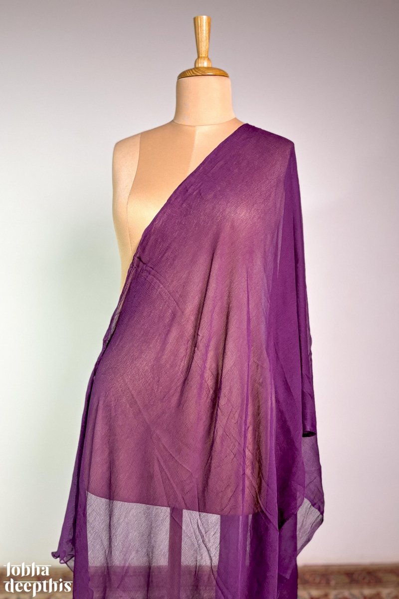 Dark Lavender Chiffon Plain Dupatta - Lobha Deepthis