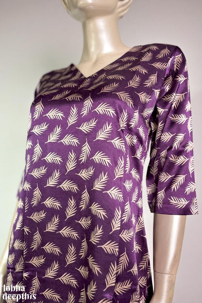 Dark Lavender Mashru Silk Straight Kurta - Lobha Deepthis