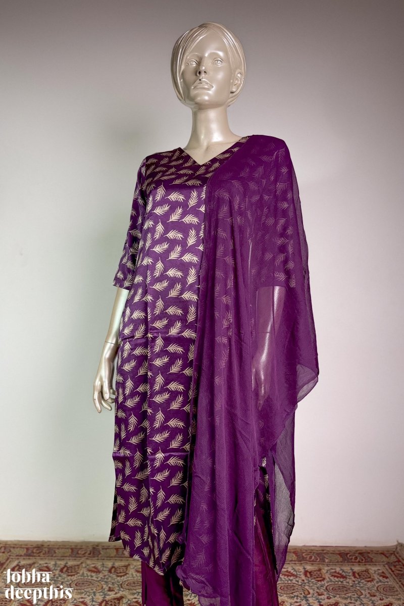 Dark Lavender Mashru Silk Straight Kurta - Lobha Deepthis