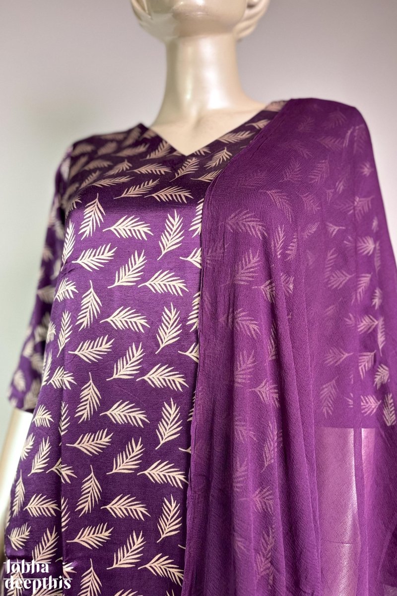 Dark Lavender Mashru Silk Straight Kurta - Lobha Deepthis