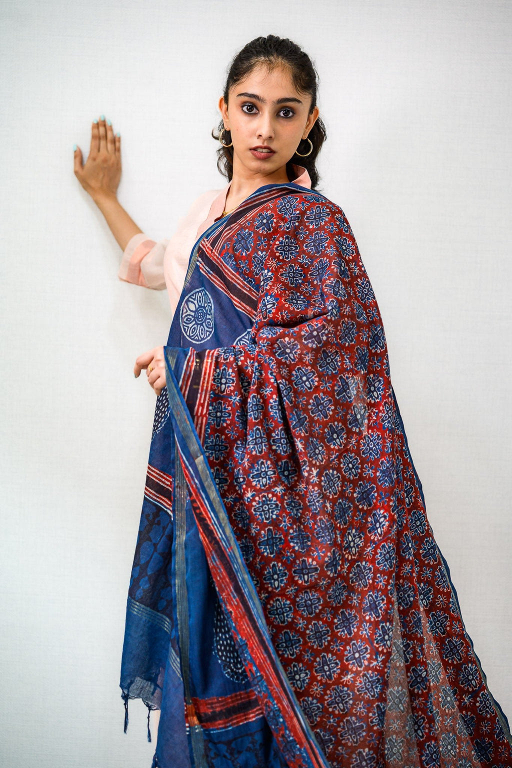 Dream Catcher Ajrakh Pure Cotton Dupatta - Lobha Deepthis