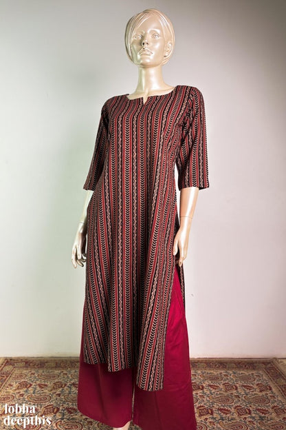 Earthen Lines Black Straight Kurta - Lobha Deepthis