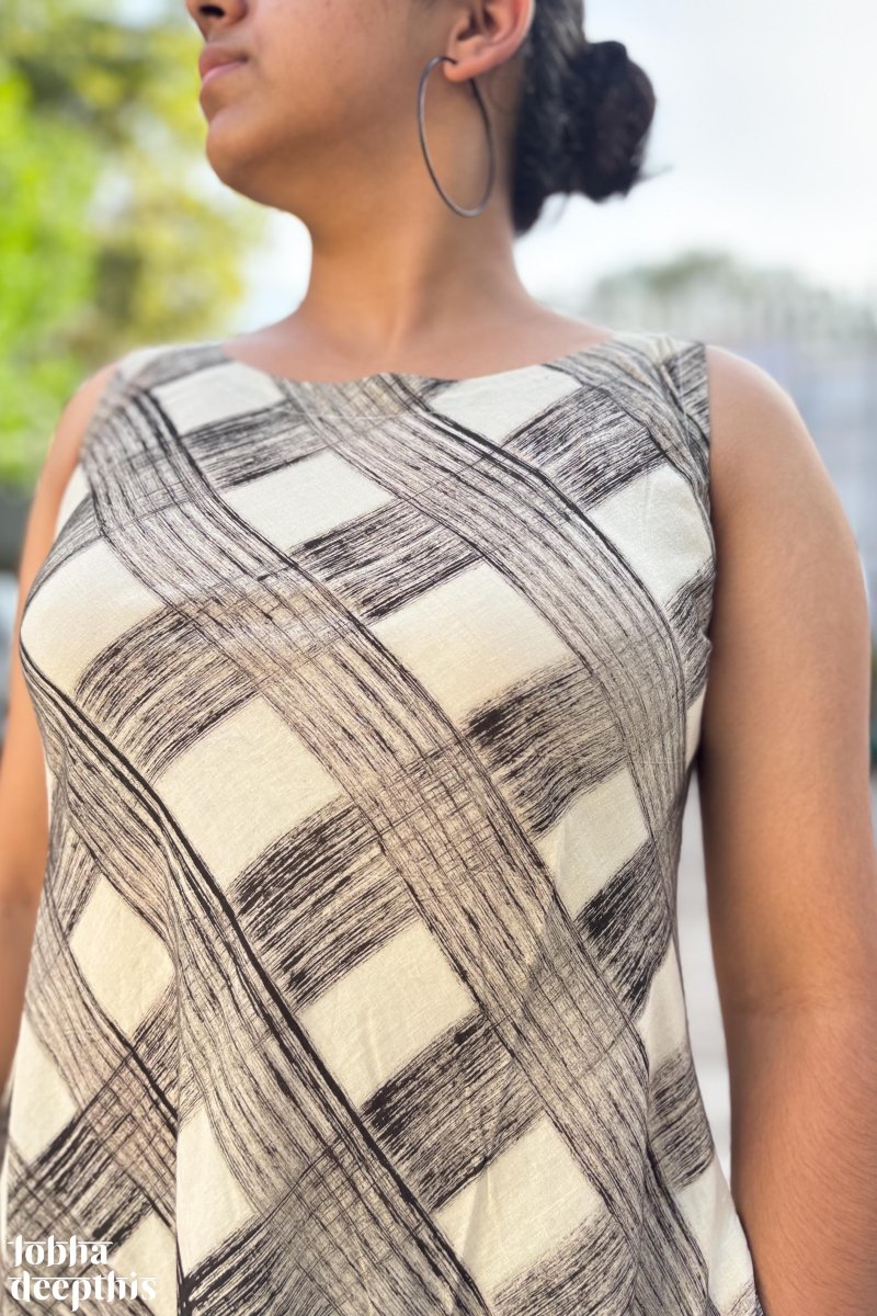 Egmore Plaid Bagru Sleeveless Dress - Lobha Deepthis