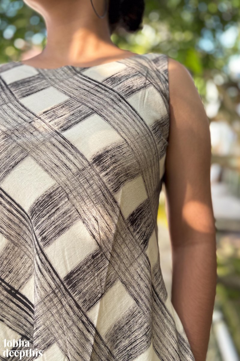 Egmore Plaid Bagru Sleeveless Dress - Lobha Deepthis