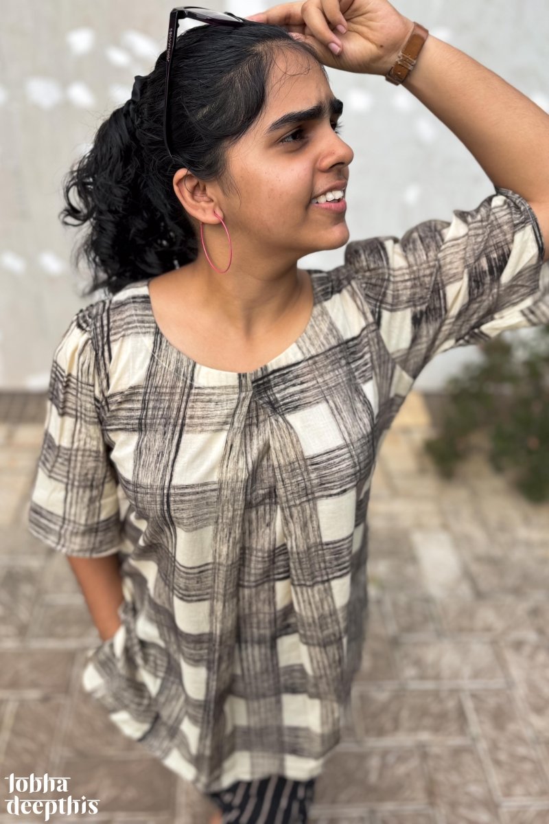 Egmore Plaid Short Top - Lobha Deepthis