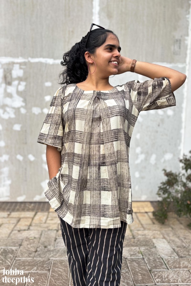 Egmore Plaid Short Top - Lobha Deepthis