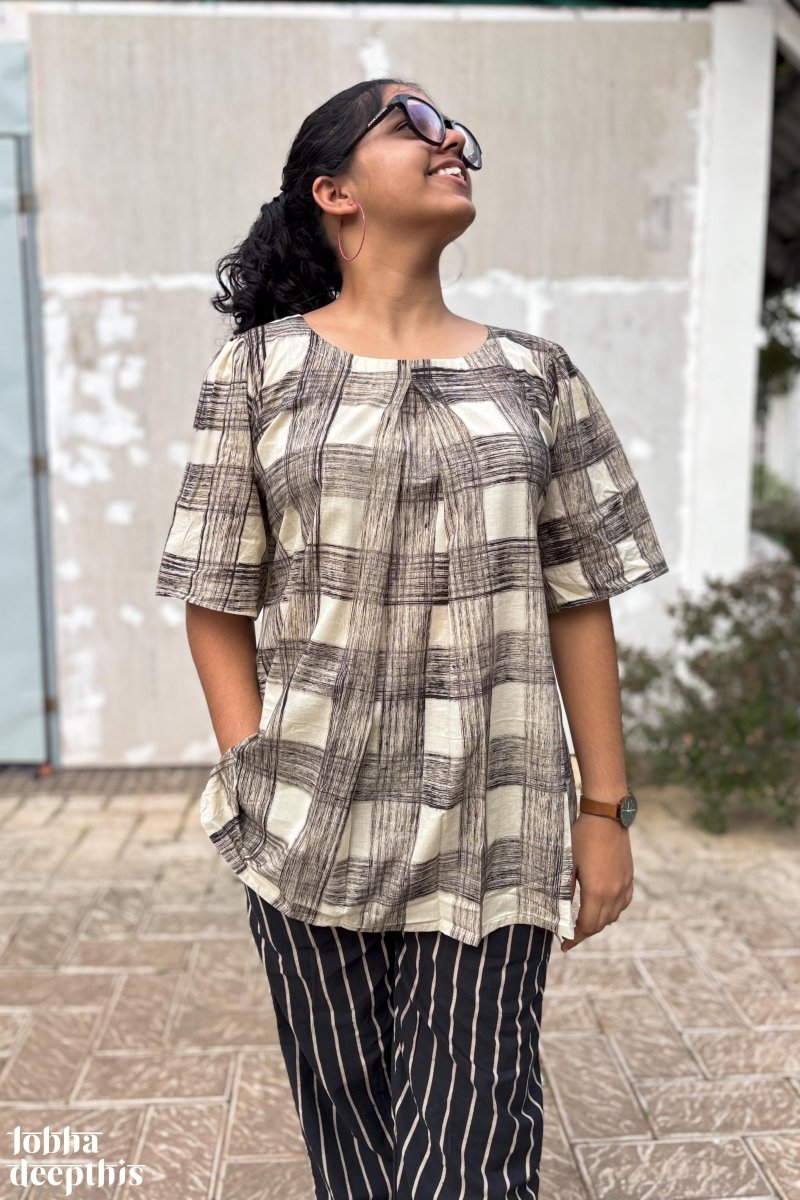 Egmore Plaid Short Top - Lobha Deepthis