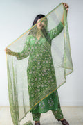 Emerald Green Sanganeri Kota Doria Dupatta - Lobha Deepthis