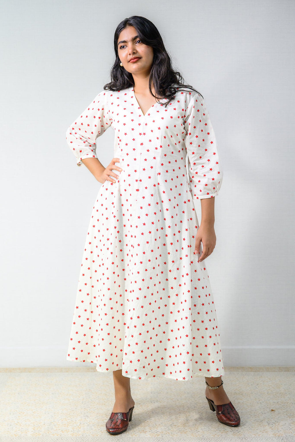 Estella Sanganeri Pure Cotton Fit & Flare Dress - Lobha Deepthis