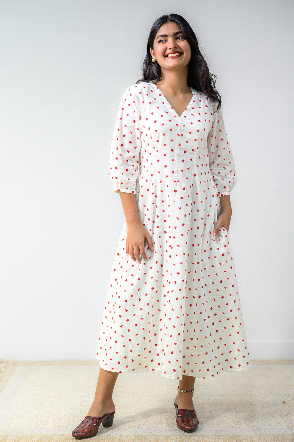 Estella Sanganeri Pure Cotton Fit & Flare Dress - Lobha Deepthis