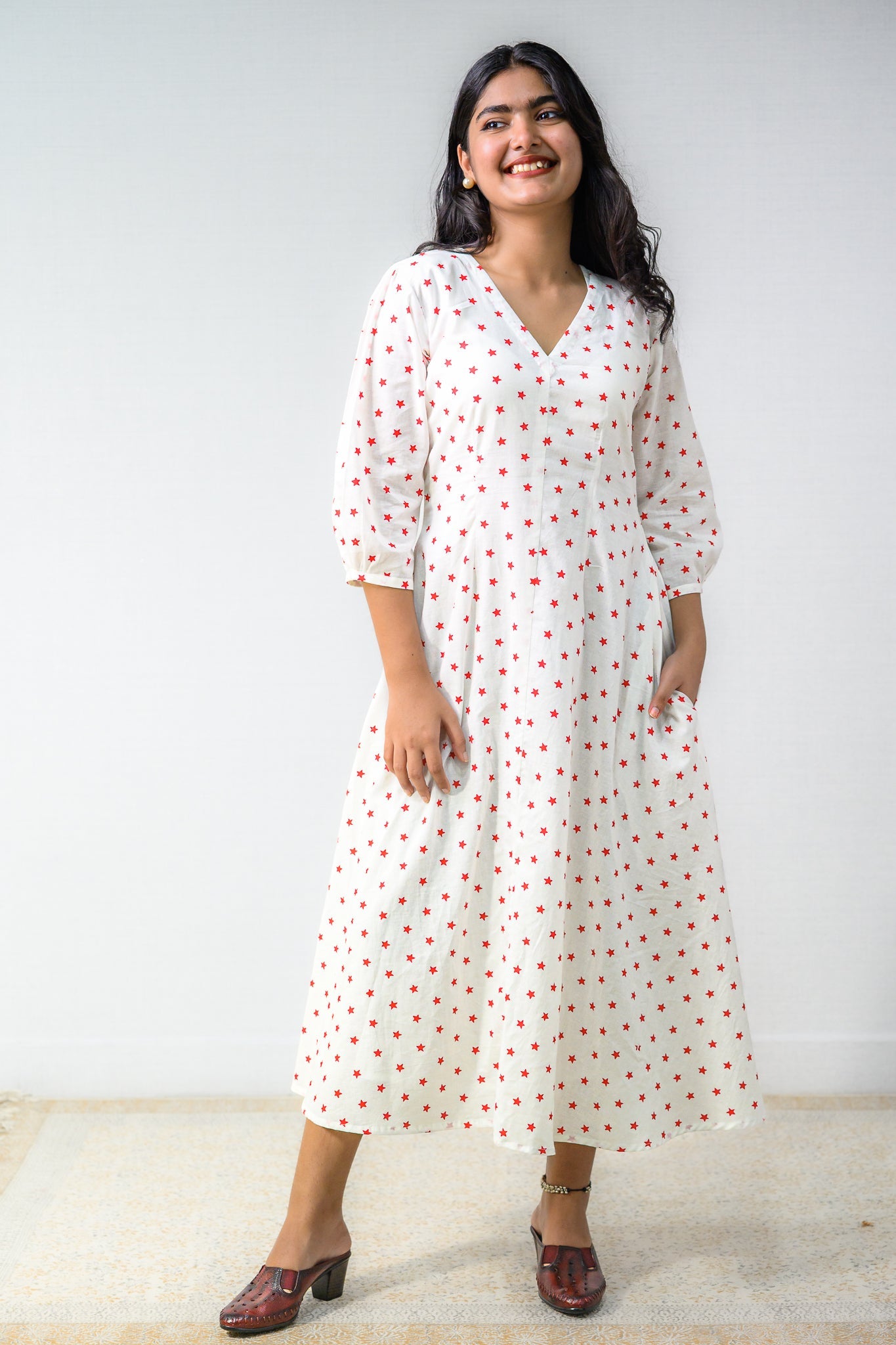 Estella Sanganeri Pure Cotton Fit & Flare Dress - Lobha Deepthis