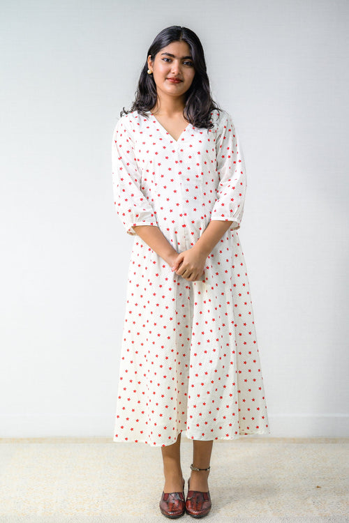 Estella Sanganeri Pure Cotton Fit & Flare Dress - Lobha Deepthis