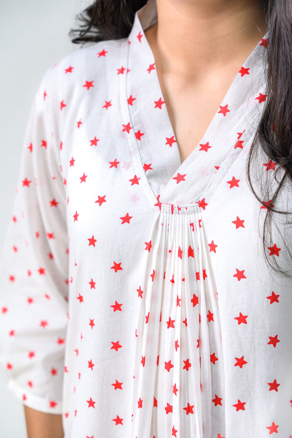 Estella Sanganeri Pure Cotton Front Pleated Dress - Lobha Deepthis