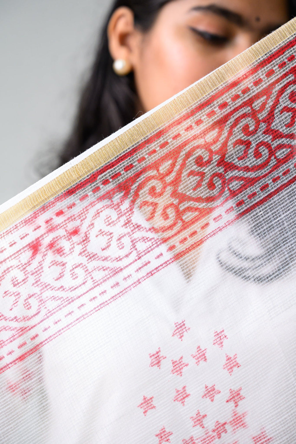 Esther White Sanganeri Kota Doria Dupatta - Lobha Deepthis