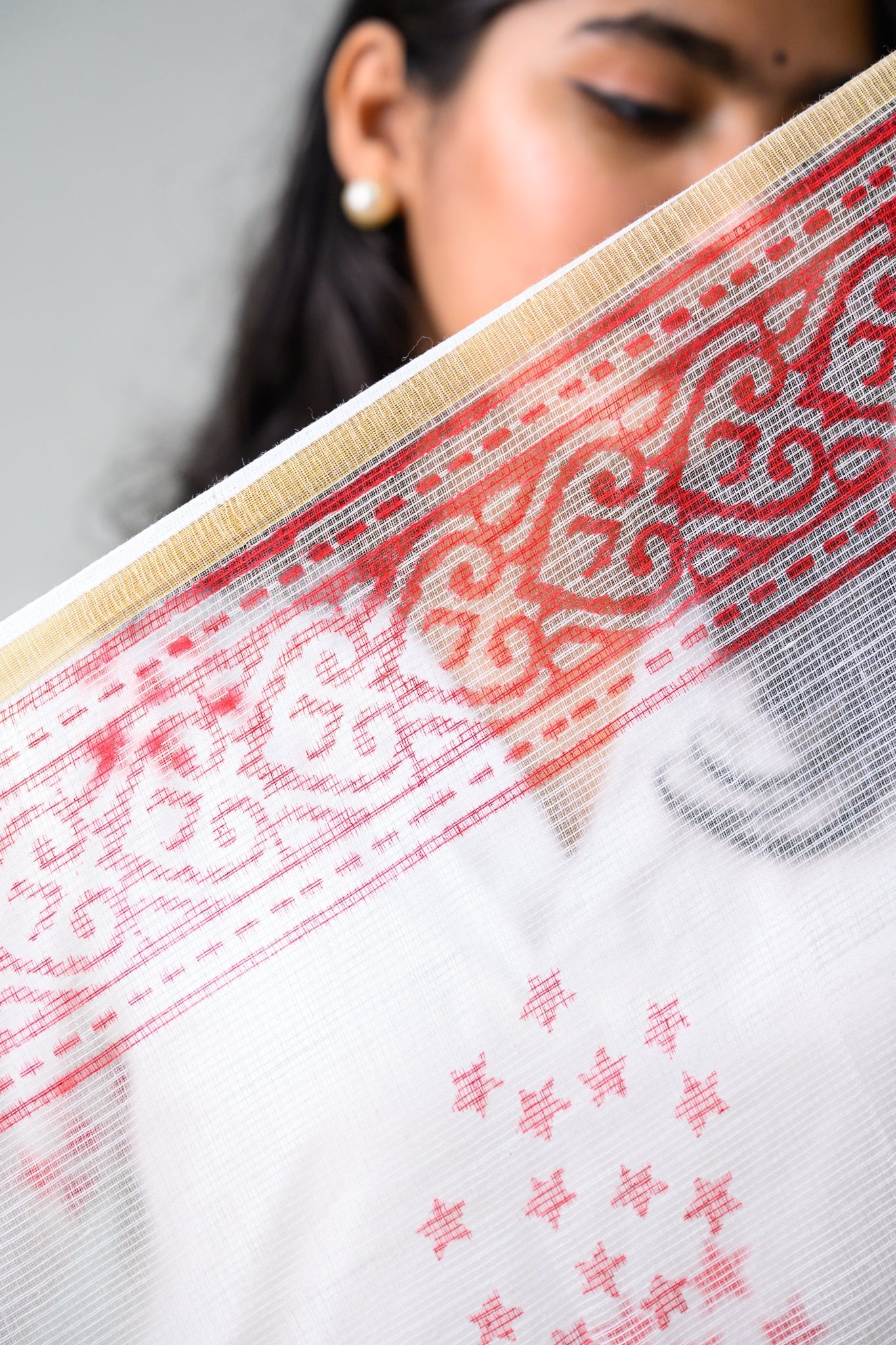 Esther White Sanganeri Kota Doria Dupatta - Lobha Deepthis