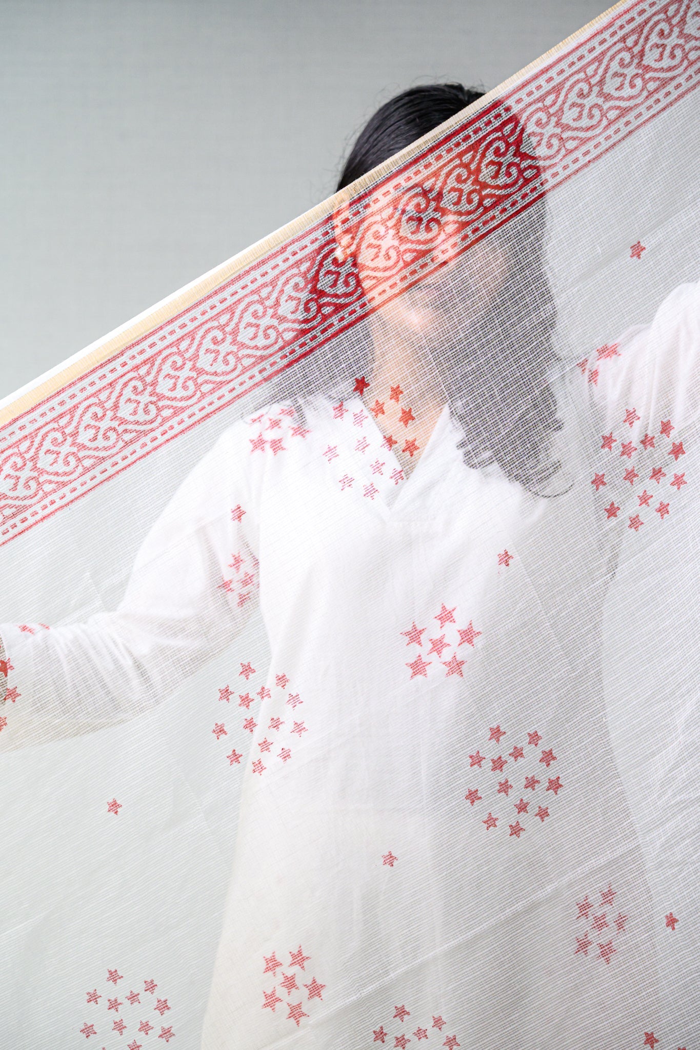 Esther White Sanganeri Kota Doria Dupatta - Lobha Deepthis
