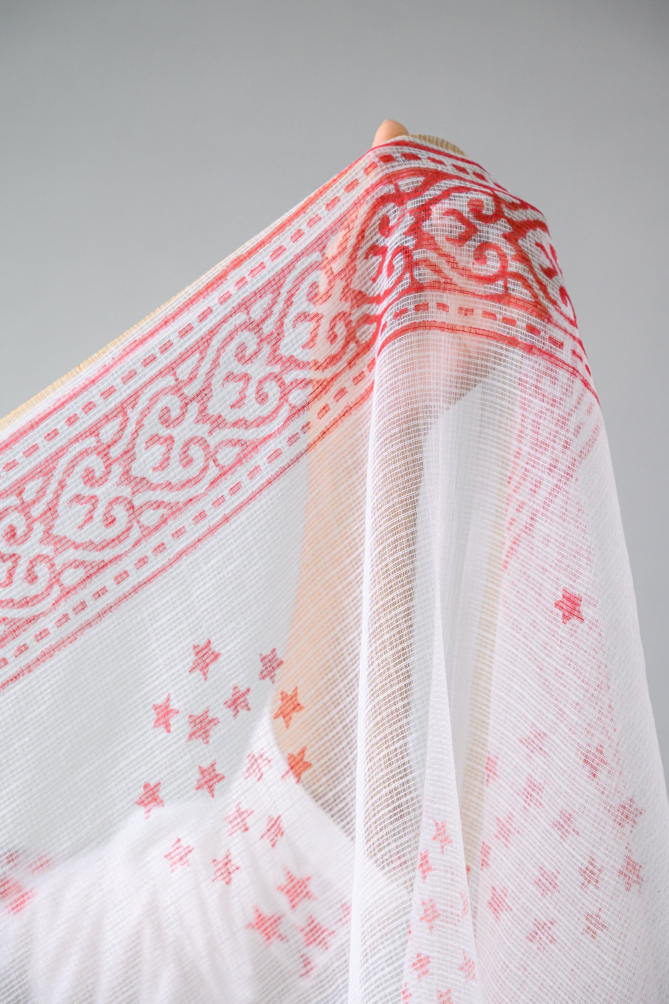 Esther White Sanganeri Kota Doria Dupatta - Lobha Deepthis