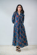 Farasha Indigo Ajrakh Dress - Lobha Deepthis