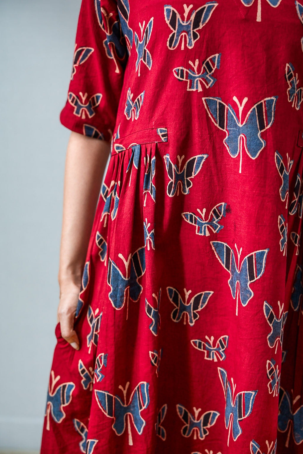 Farasha Madder Red Ajrakh Dress - Lobha Deepthis