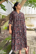 Florals on Black Ajrakh Dress - Lobha Deepthis