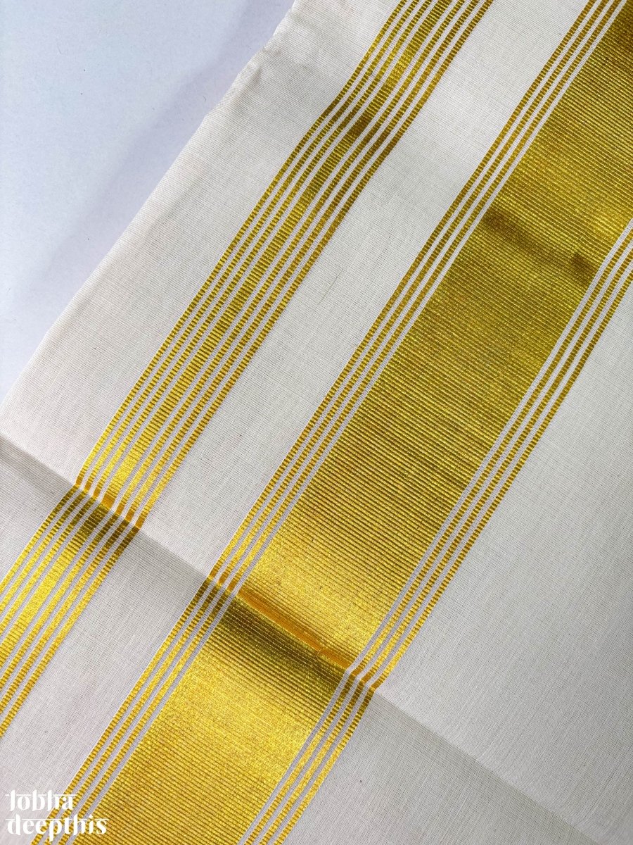 Golden Kasavu Butas Balaramapuram Handloom Saree - Lobha Deepthis