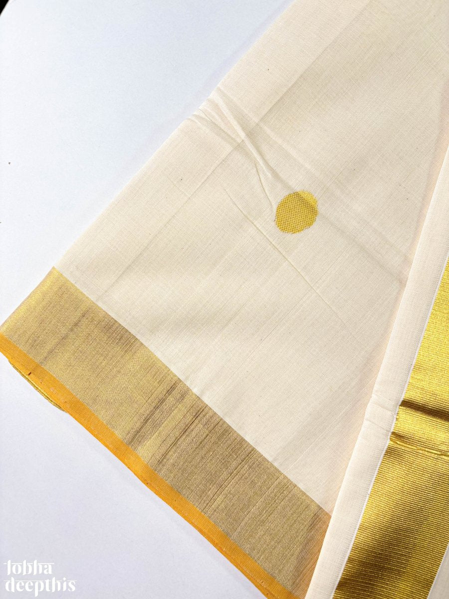 Golden Polka Lines Balaramapuram Handloom Saree - Lobha Deepthis