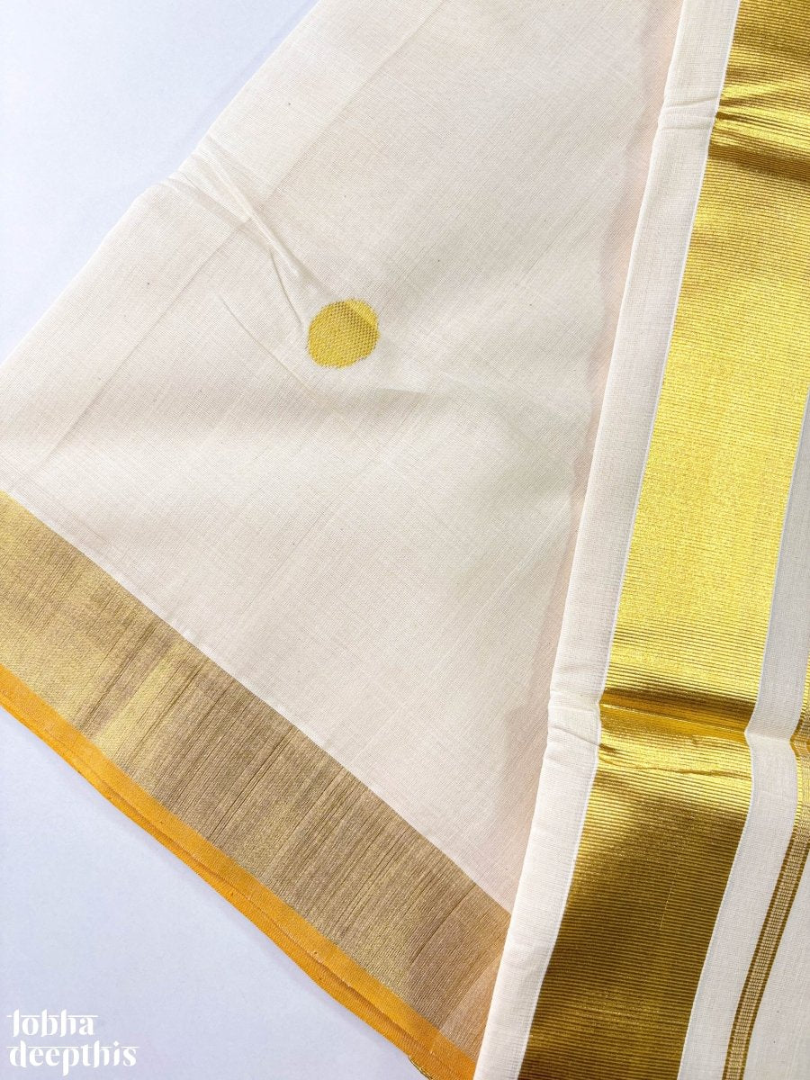 Golden Polka Lines Balaramapuram Handloom Saree - Lobha Deepthis