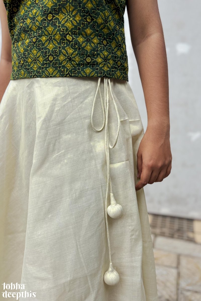 Golden Tissue Onam Skirt - Lobha Deepthis