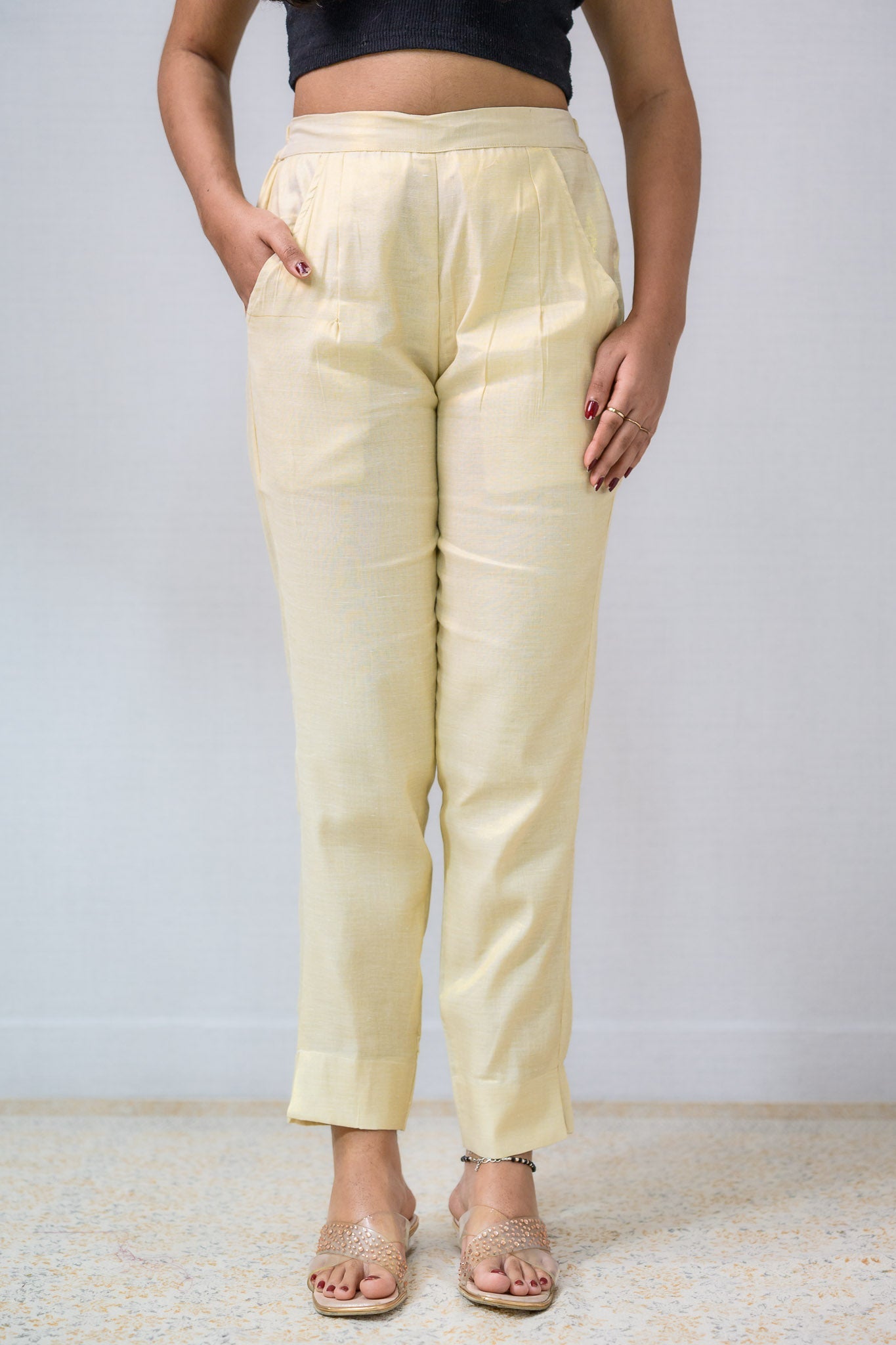Golden Tissue Pencil Pants - Lobha Deepthis