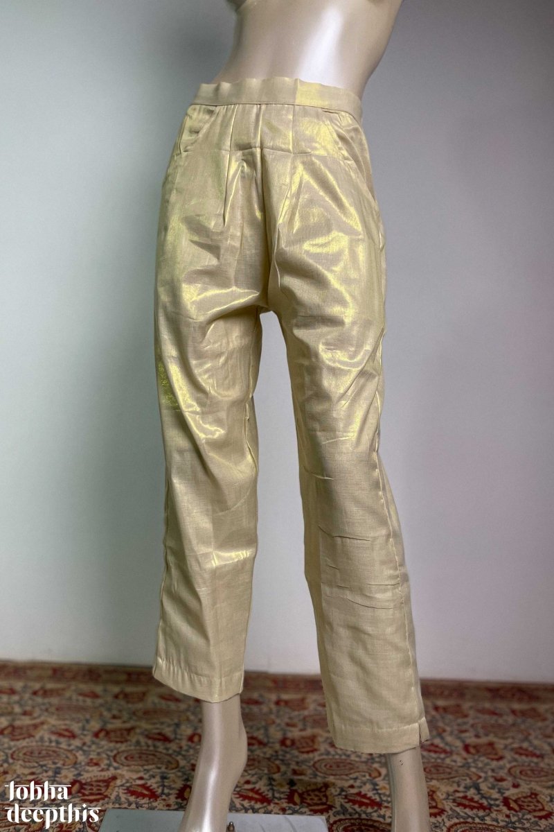 Golden Tissue Pencil Pants - Lobha Deepthis