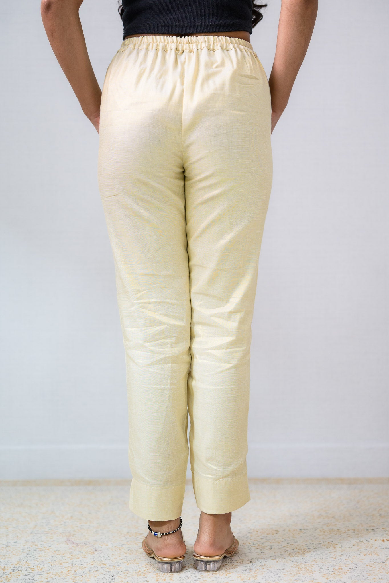 Golden Tissue Pencil Pants - Lobha Deepthis