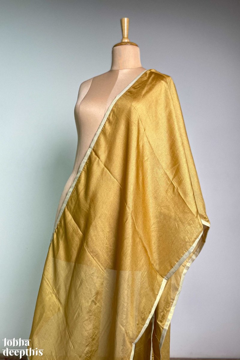 Golden Yellow Crispy Georgette Dupatta - Lobha Deepthis