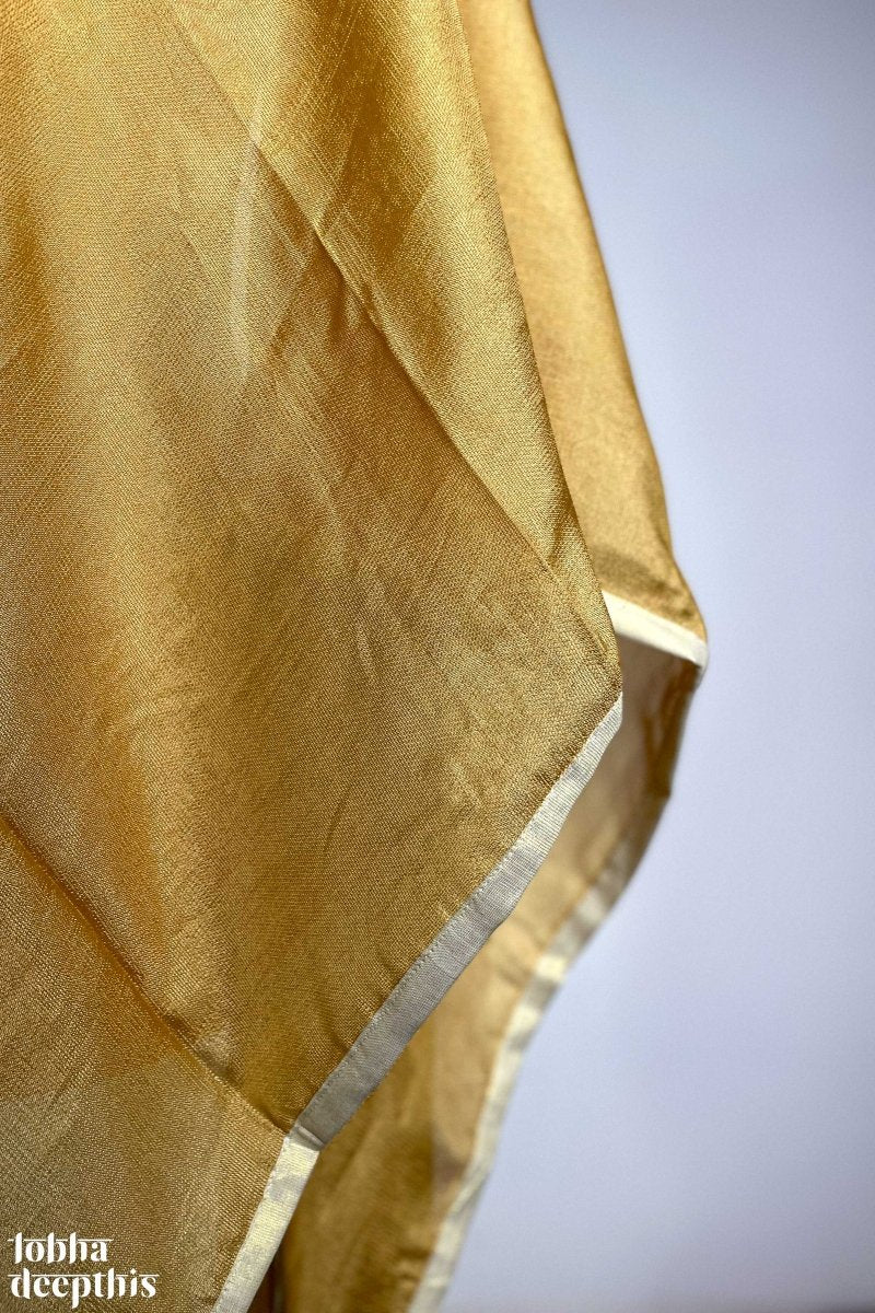 Golden Yellow Crispy Georgette Dupatta - Lobha Deepthis