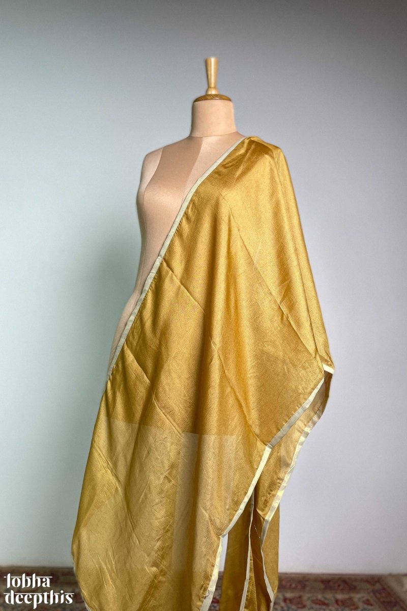 Golden Yellow Crispy Georgette Dupatta - Lobha Deepthis