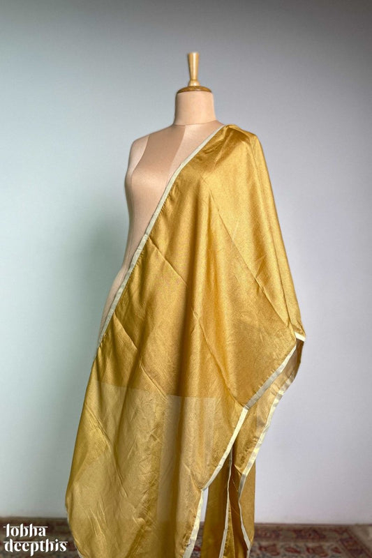 Golden Yellow Crispy Georgette Dupatta - Lobha Deepthis