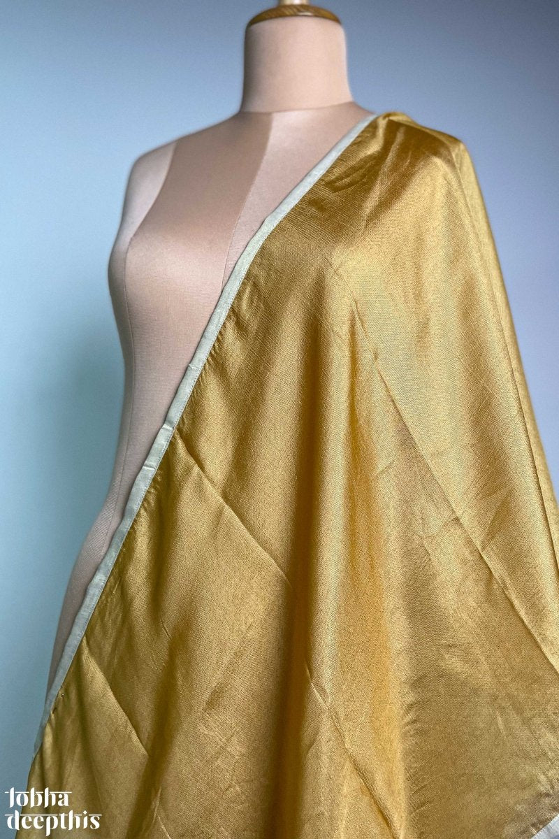 Golden Yellow Crispy Georgette Dupatta - Lobha Deepthis