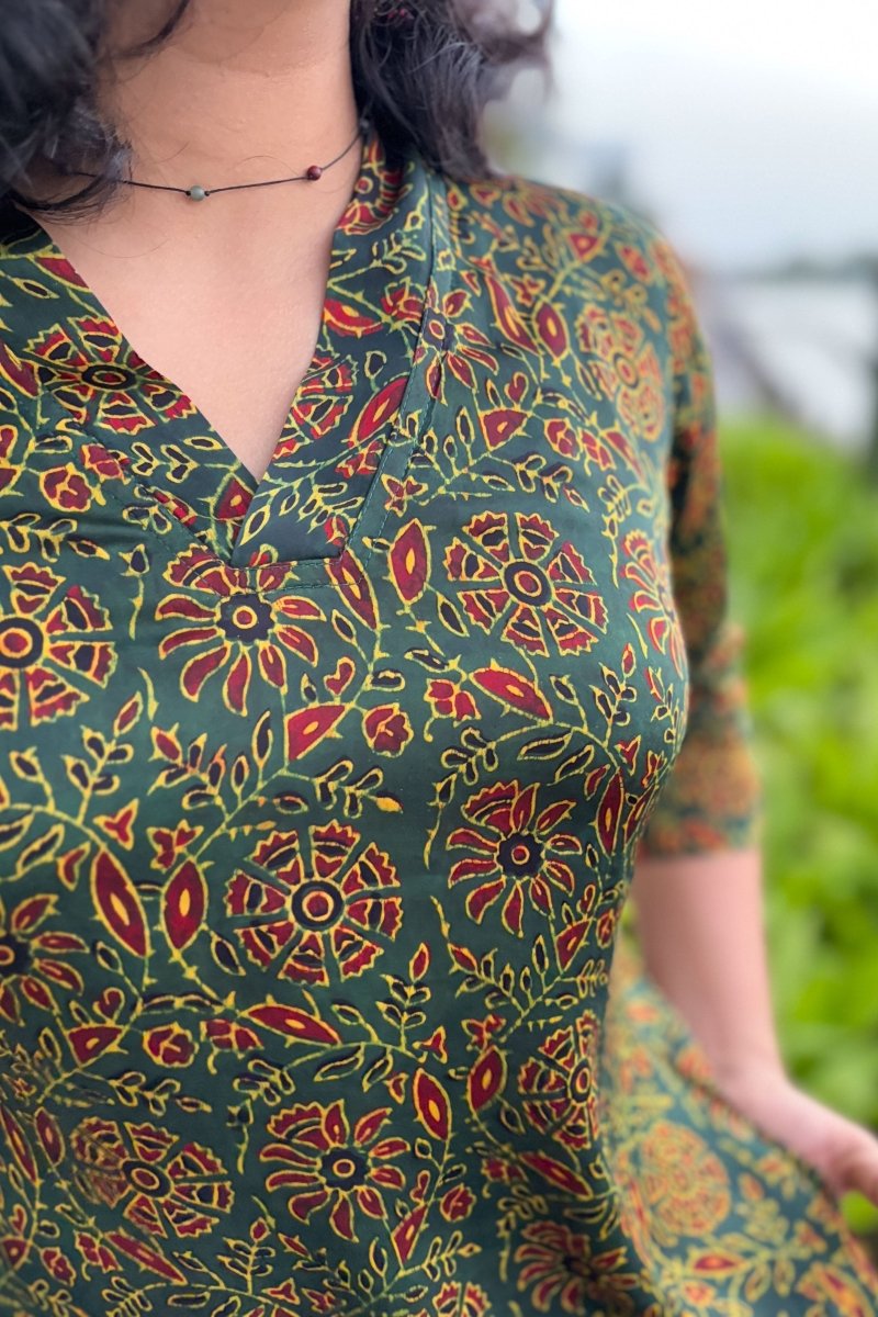 Golzar Modal Ajrakh Dress - Lobha Deepthis