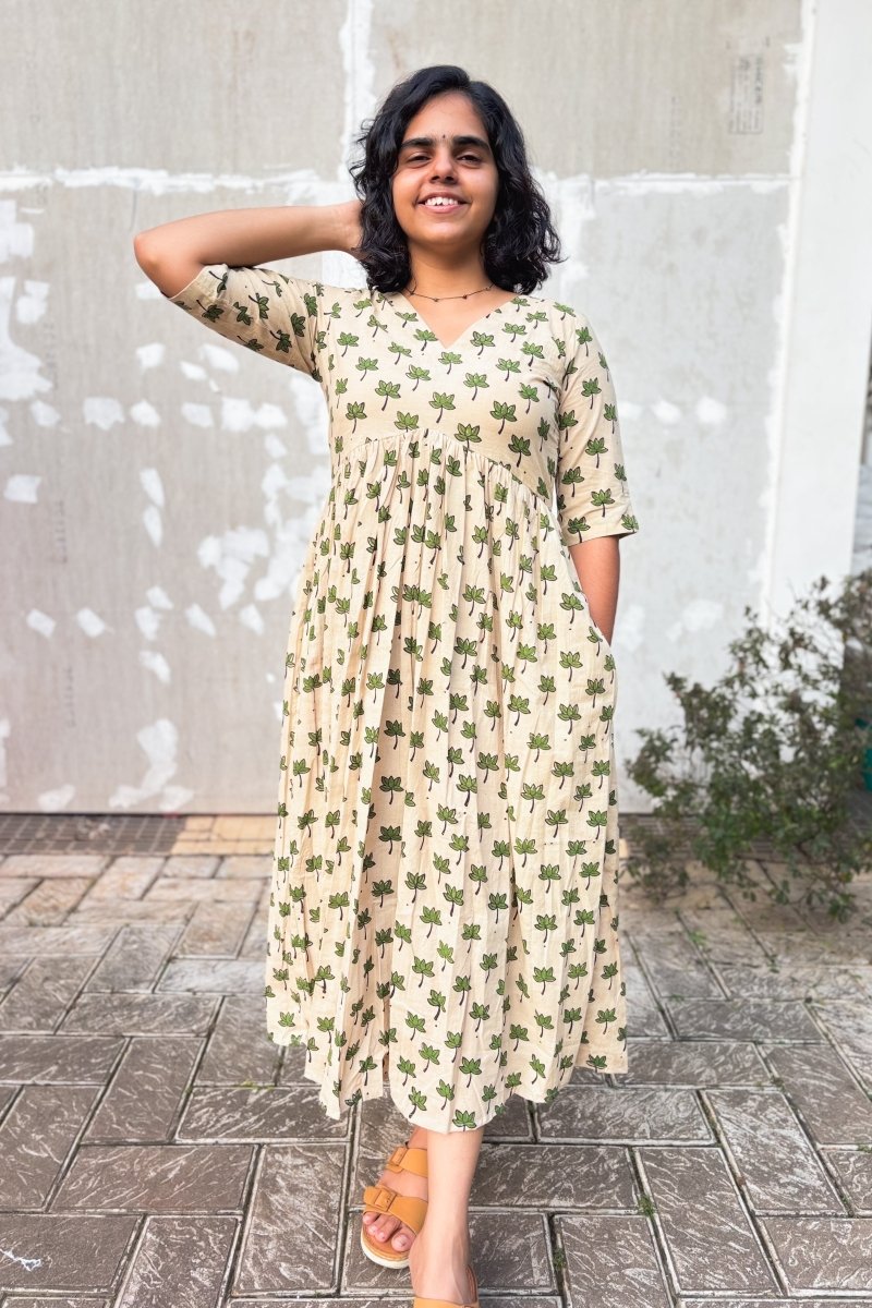 Green Tamara Ivory Alia Cut Dress - Lobha Deepthis