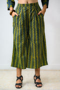 Green - Yellow Zig Zag Ajrakh Short Palazzo - Lobha Deepthis