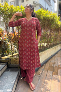 Gulnaar Madder Red Straight Kurta - Lobha Deepthis