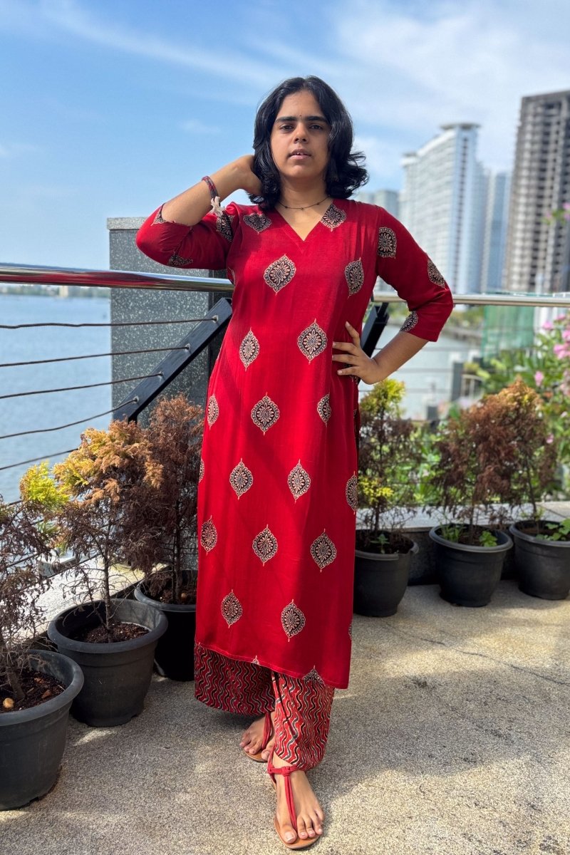 Gulrang Modal Ajrakh Kurta - Lobha Deepthis