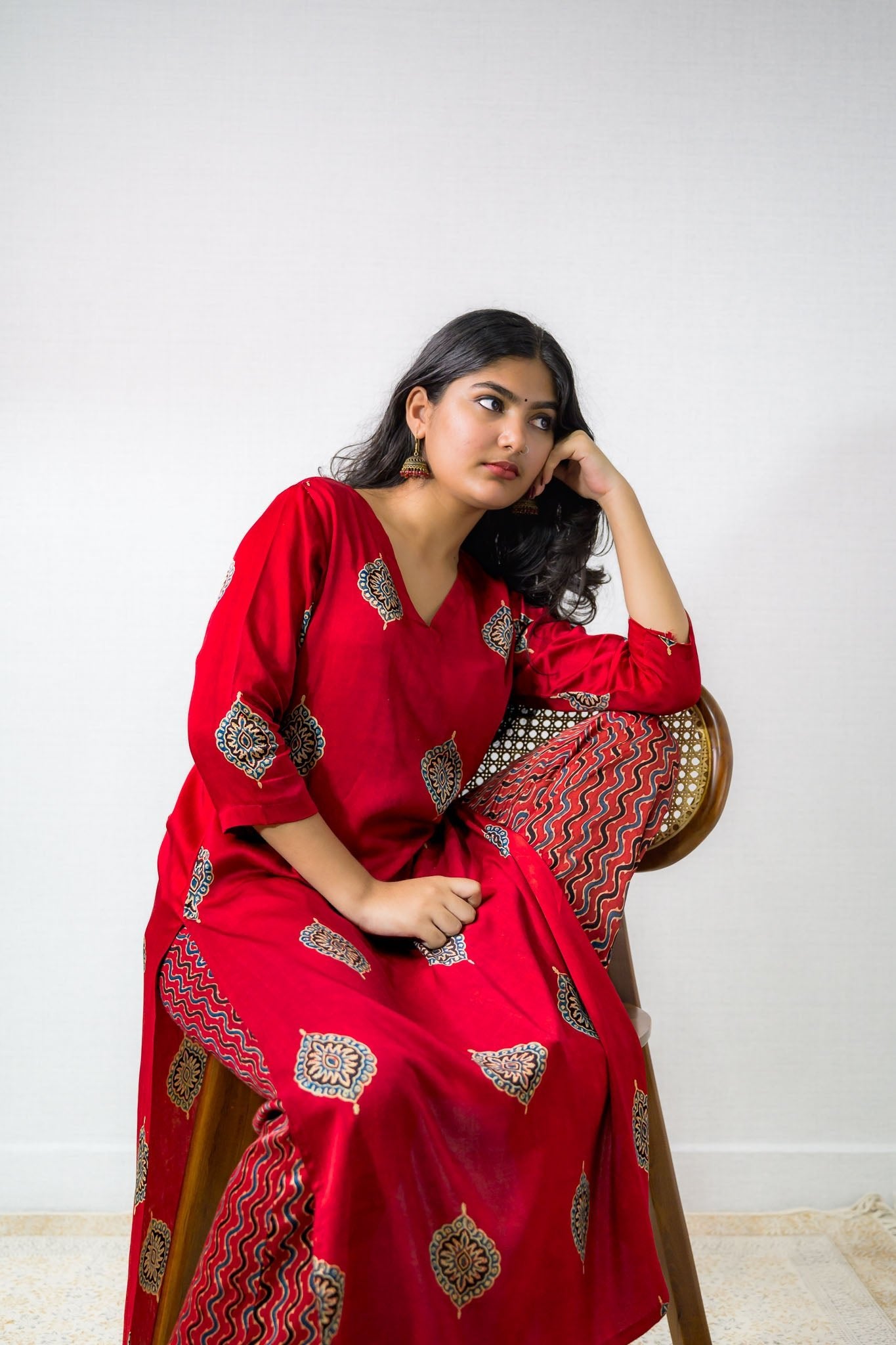 Gulrang Modal Ajrakh Kurta - Lobha Deepthis