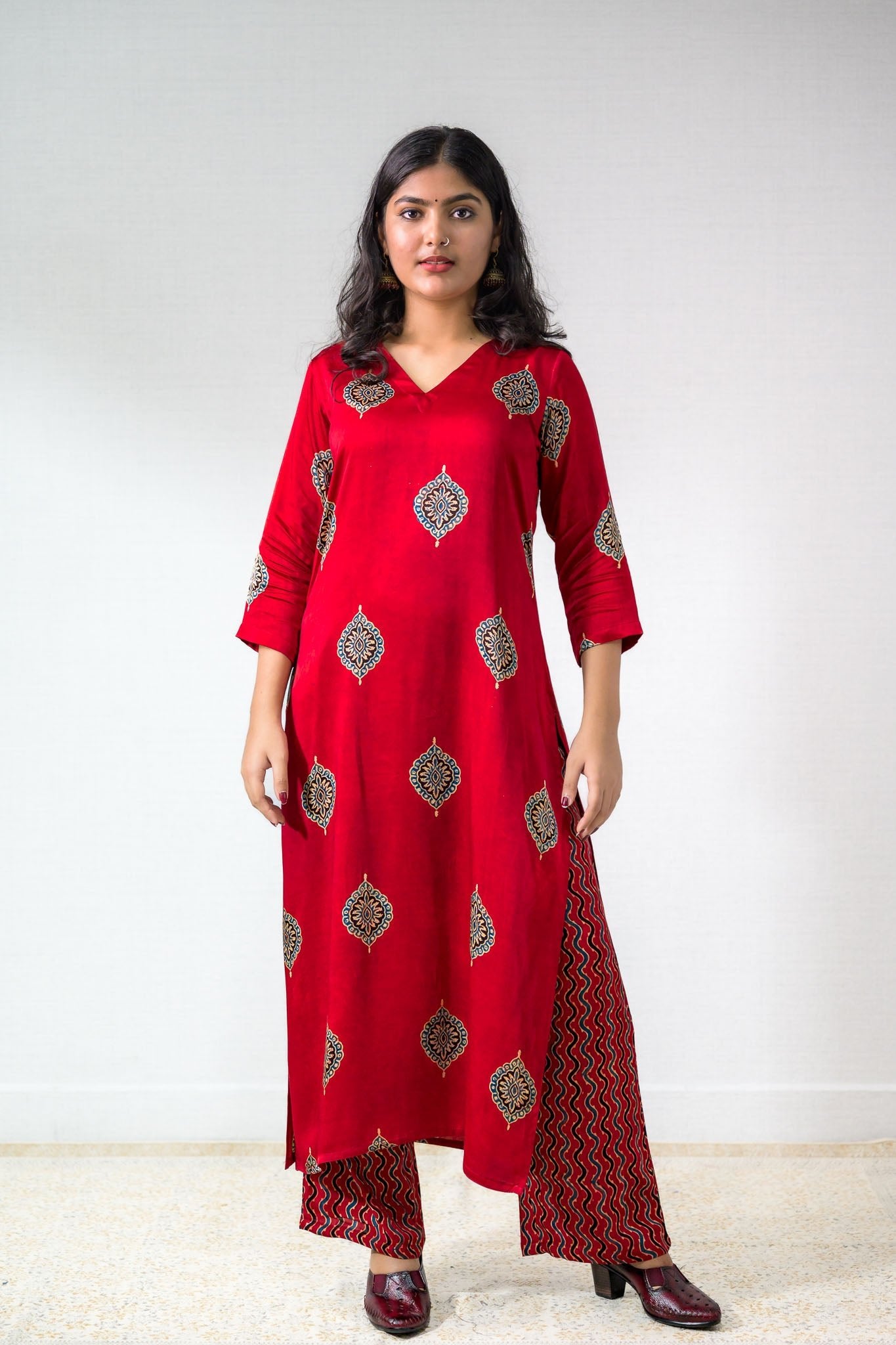Gulrang Modal Ajrakh Kurta - Lobha Deepthis