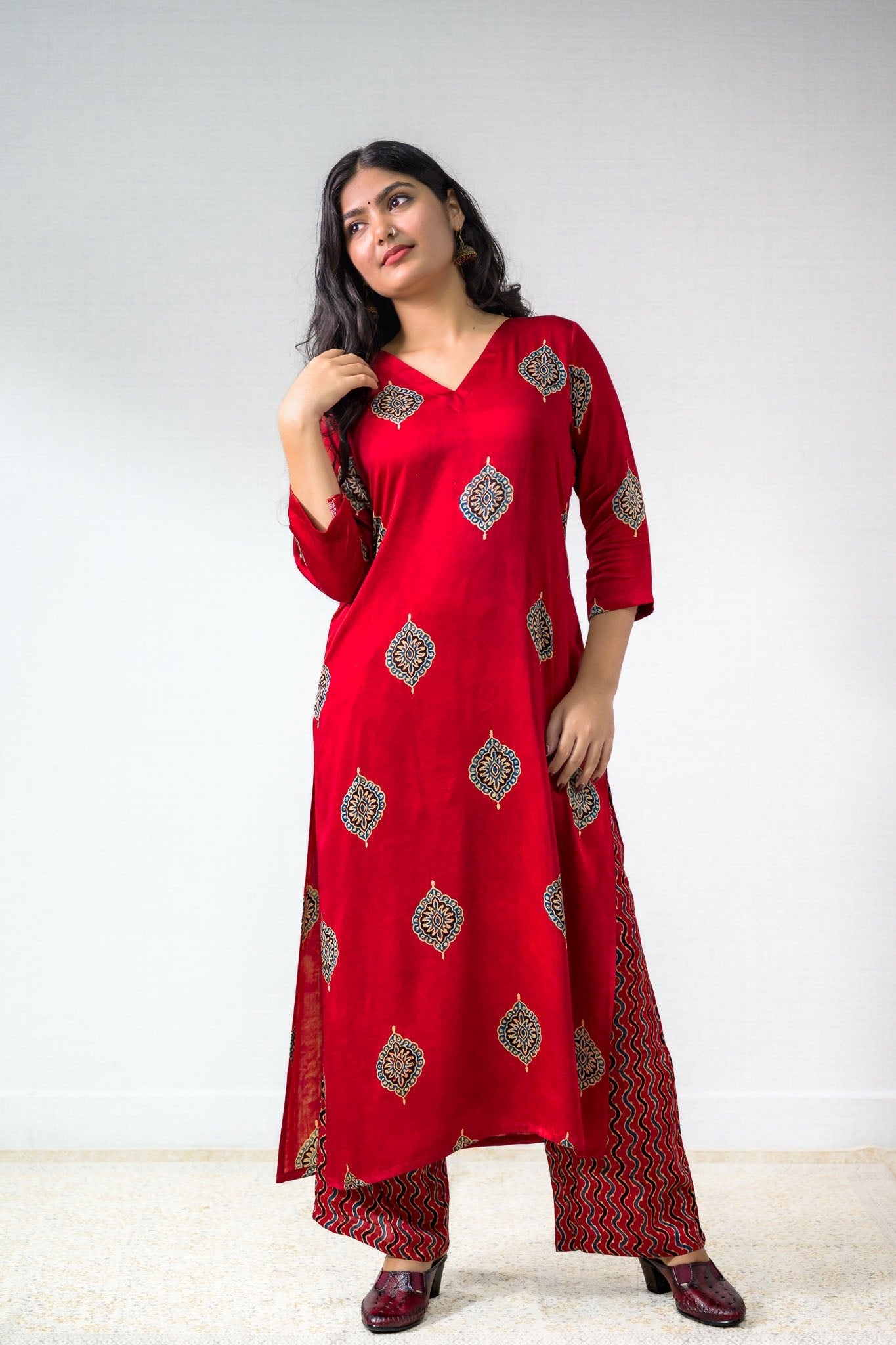 Gulrang Modal Ajrakh Kurta - Lobha Deepthis