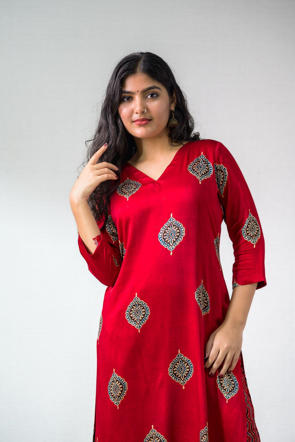 Gulrang Modal Ajrakh Kurta - Lobha Deepthis