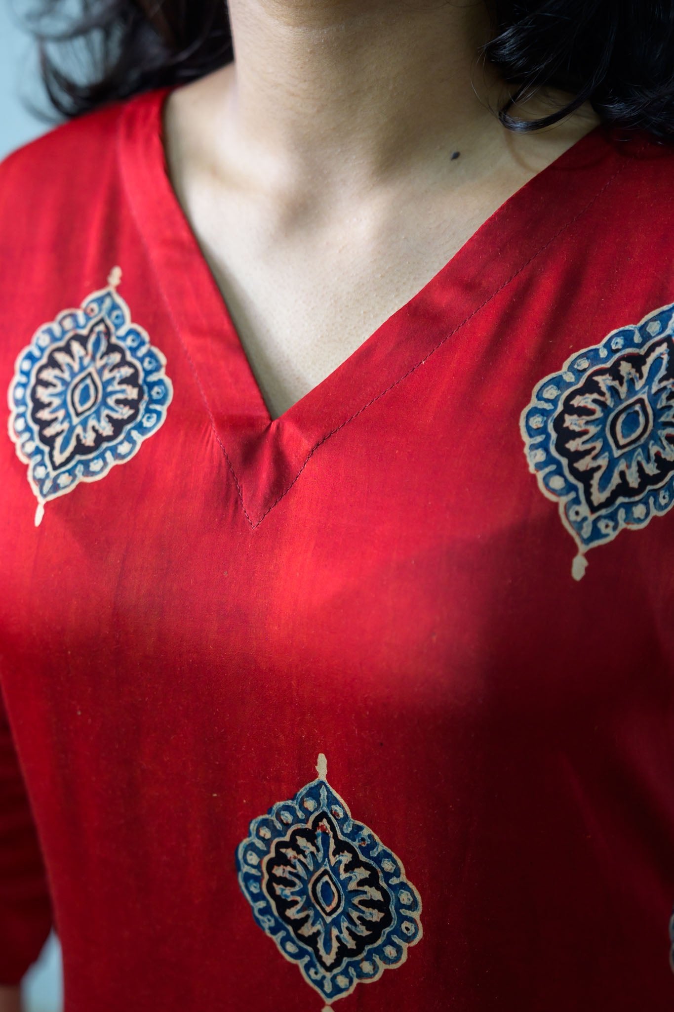 Gulrang Modal Ajrakh Kurta - Lobha Deepthis