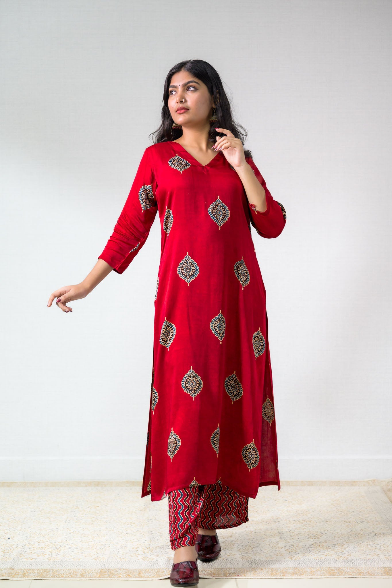 Gulrang Modal Ajrakh Kurta - Lobha Deepthis
