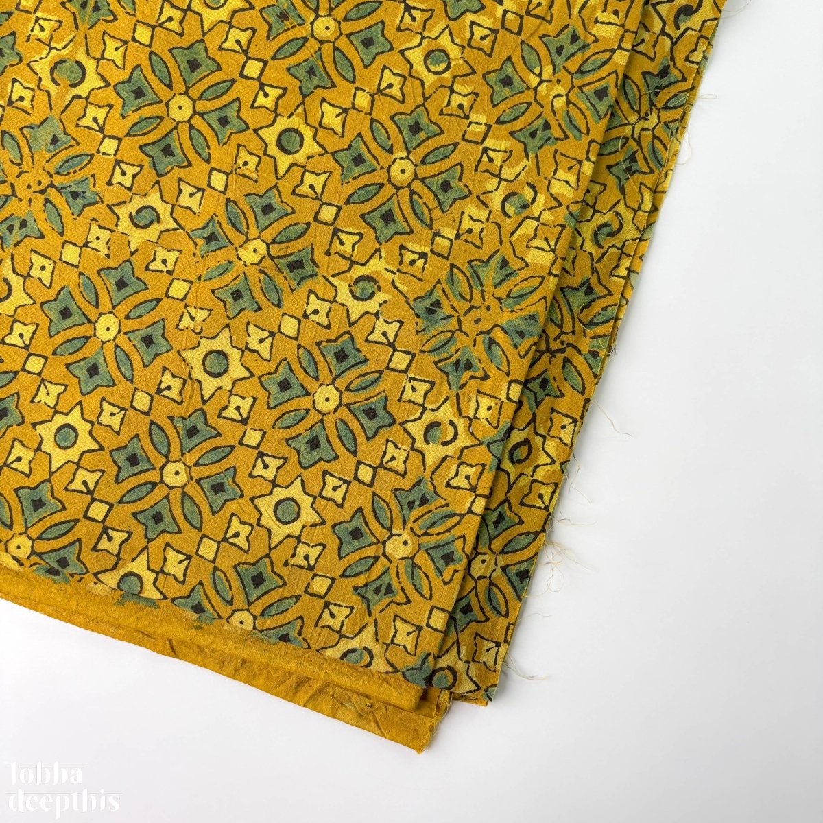 Hand Block Printed Ajrakh Cotton Fabric in 4 Shades - Lobha Deepthis