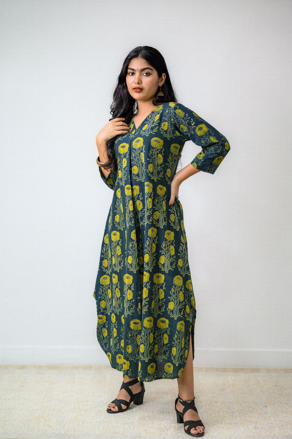 Hara Gulabo Ajrakh Dress - Lobha Deepthis